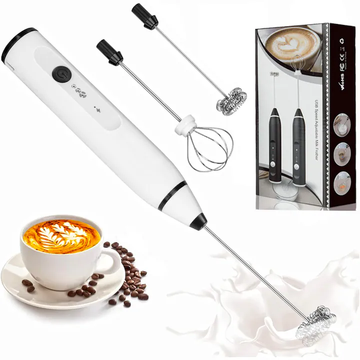 Mixer Electric Portabil 2 in 1 Spumator Lapte ,Cappuccino si Tel pentru Oua, Reincarcabil USB, 3 Viteze