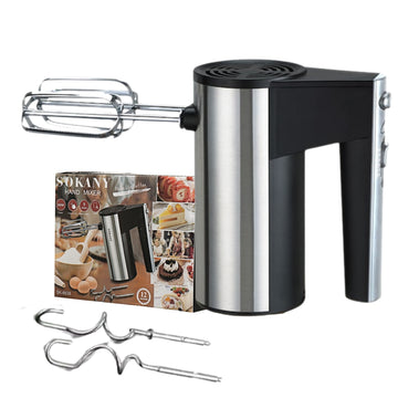 Mixer Electric 300W, 5 Trepte de Viteza, 4 Tije de Agitare, Tel Inox, Design Ergonomic, Argintiu