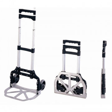 Carucior multifunctional pliabil cu platforma si roti max 70kg, extensibil, sistem antialunecare, 100cm + Roata plastic pentru carucioare de cumparaturi, multicolor, 1 bucata