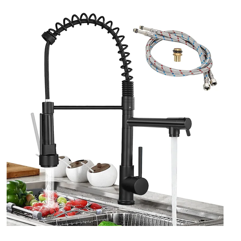 Baterie profesionala cu dus tip spring, finisaj negru industrial