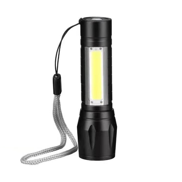 Mini lanterna puternica, 9 cm, metalica, acumulator intern, incarcare USB, cutie transport