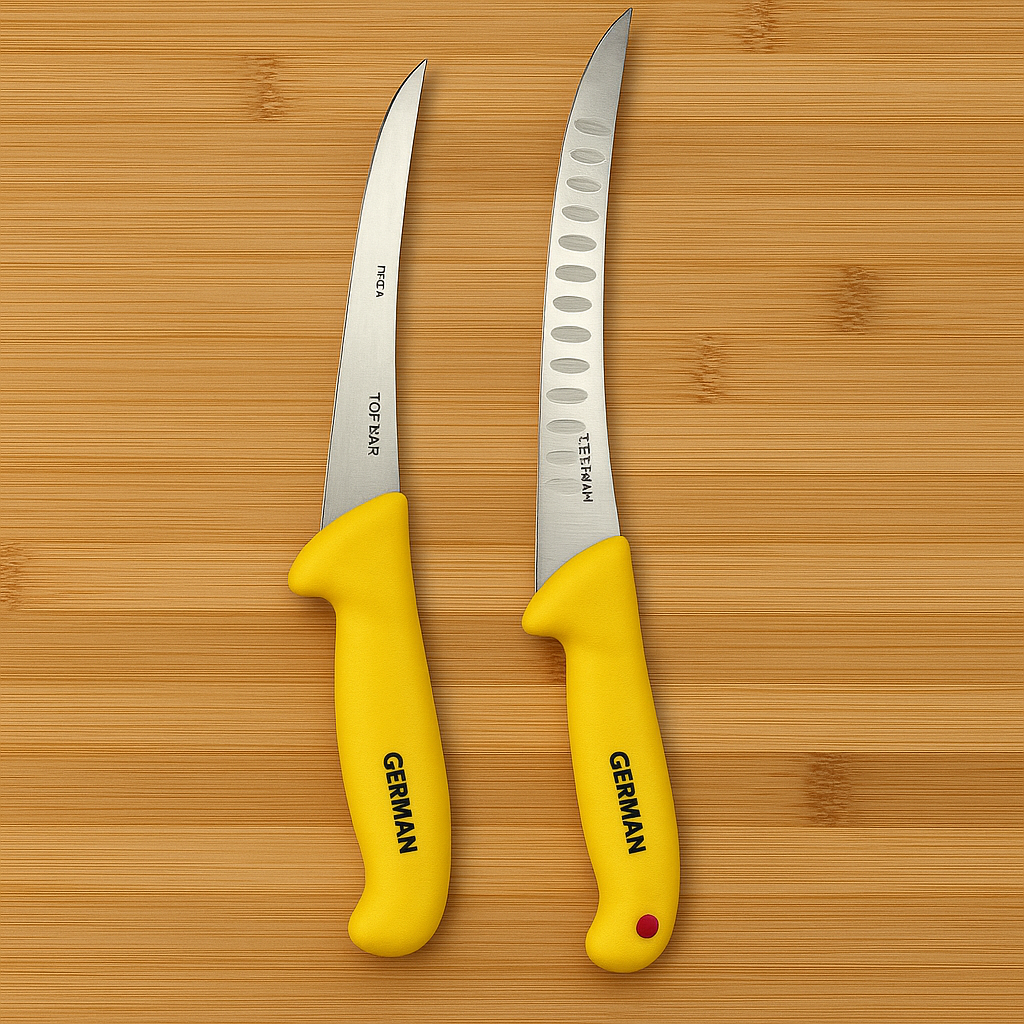 Set 2 Cutite profesionale pentru macelarie MDM-Gold WA, filetat, dezosat, otel inoxidabil