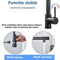 Baterie profesionala cu dus tip spring, finisaj negru industrial