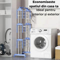 Suport de uscare haine cu 4 niveluri, pliabil, cu roti pivotante, suport pentru umerase si structura din otel