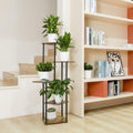 Suport Metalic inalt pentru Plante cu 4 Niveluri, Raft Retro din Lemn pentru Plante Interne, potrivit in Living, Terasa, Gradina si Birou, Inaltime 106.30 cm