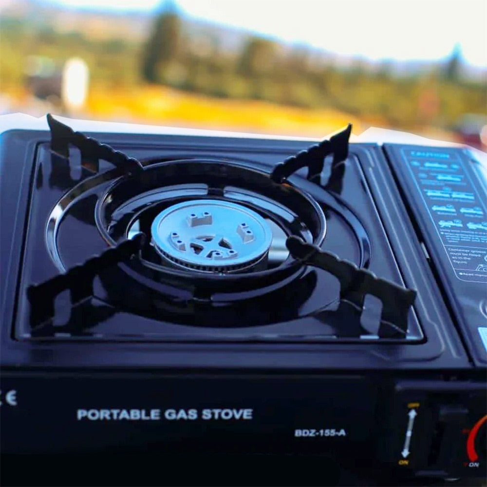 Aragaz portabil cu gaz, aprindere automata, negru, 4 butelii incluse