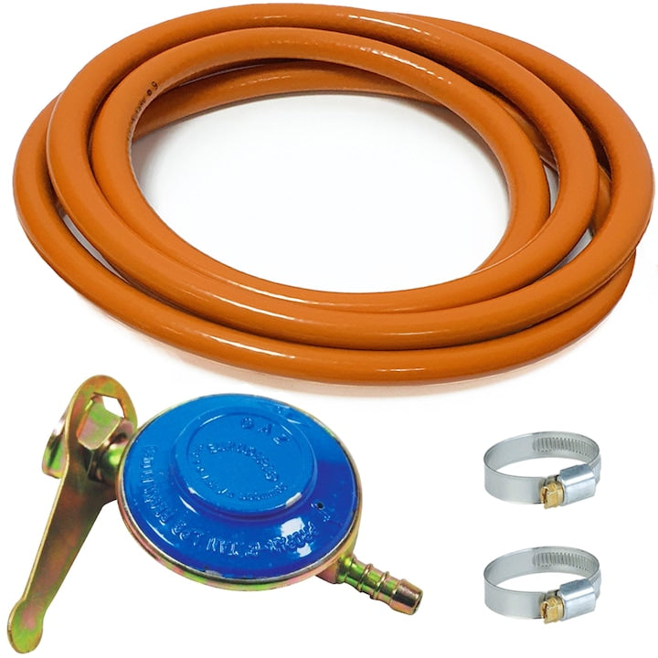 Ceas regulator butelie gaz GPL, furtun 1.5 metri, 2 coliere otel