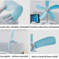 Ventilator Electric de Masa cu 5 Pale Flexibile, Design Silentios, Ultra Usor si Portabil, Pentru Birou, Dormitor, Albastru