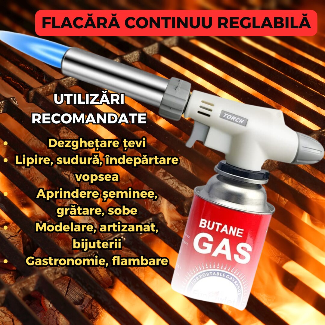 Arzator camping, Plastic/Ceramica/Metal, 1120 W, Alb/Argintiu, flacara reglabila, multifunctional