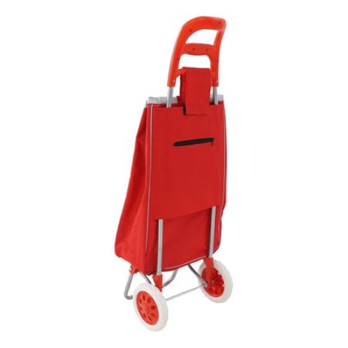 Carucior pentru cumparaturi ROSU, 2 roti plastic, cadru metalic + CADOU 1 Roata de rezerva