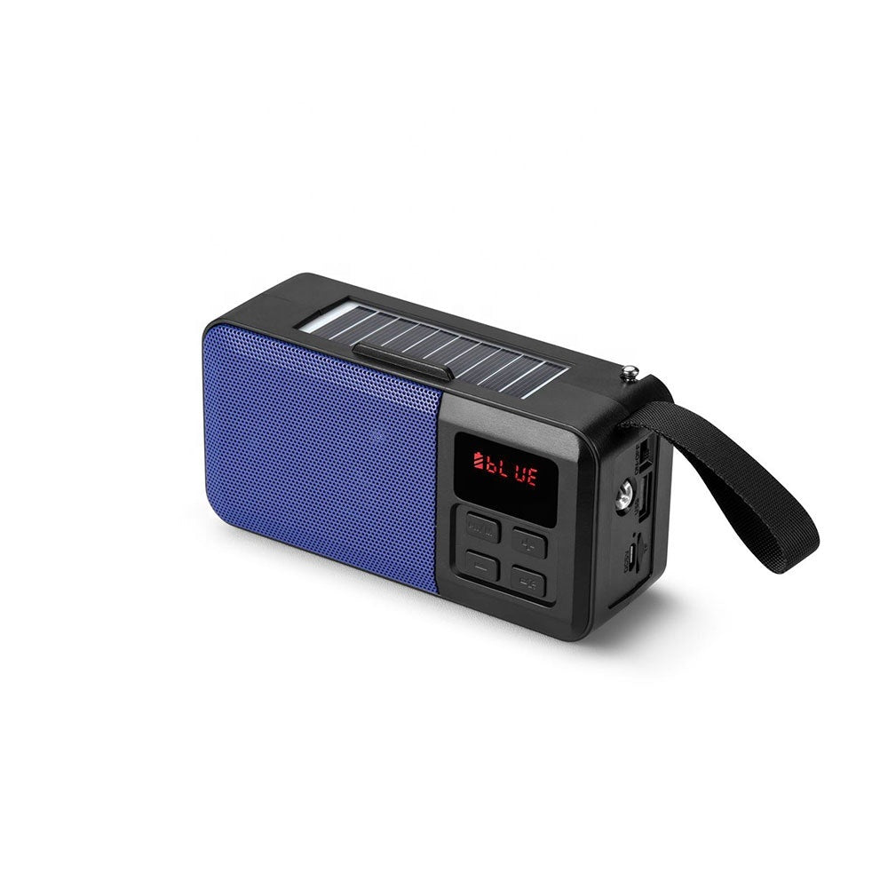 Boxa Portabila Incarcare Solara cu Radio, Bluetooth, Lanterna, USB, Card, AUX, Hands-Free, Albastru