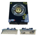 Set aragaz sticla un ochi cu aprindere pe quartz, 2 m de furtun gaz cu insertie, reductor cu cheie si 2 coliere