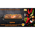 Gratar fara Fum HAUSBERG HB-537 SMOKELESS BARBEQUE, 1250W, Zona de gatit: 23cm x 36cm, Negru + Scandura De Taiat, Manopera Solida, Stabila, Maner Pentru Agatare, 38 x 28 cm