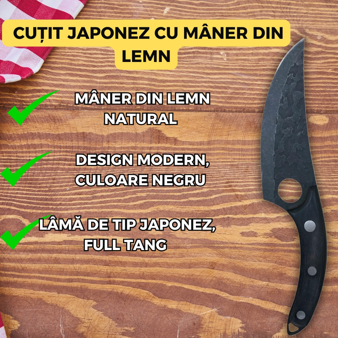 Set Profesional de 3 Cutite de Macelarie din Otel Inoxidabil cu Dispozitiv de Ascutire Inclus, maner ergonomic, filetat, dezosat