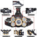 Lanterna frontala cu 5 LED-uri, senzor miscare, zoom reglabil, IPX6 rezistenta la apa, 2 acumulatori 18650, 8000 lumeni, aluminiu, unghi 180°, rotire 90°