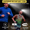 Lanterna de Cap LED + COB, Model D212, Reincarcabila USB, 7 Moduri, Acumulator 14500 Inclus, Luminozitate Ridicata