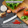 Cutit Satar Japonez Profesional, Lama Forjata din Otel Carbon, Maner Ergonomic din Lemn