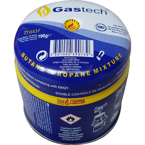 Butelie gaz, Gas Tech, 190 ml, cu valva, atonomie 1.2 h, cu supapa de siguranta