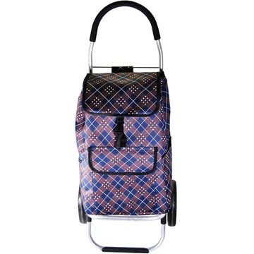 Carucior pentru cumparaturi, piata, incapator, sac 40 l, roti mari, carouri