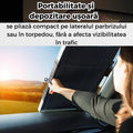 Parasolar auto retractabil tip acordeon protectie solara completa pentru parbriz, fixare rapida cu ventuze, dimensiune universala (65×150 cm)