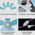 Ventilator Electric de Masa cu 5 Pale Flexibile, Design Silentios, Ultra Usor si Portabil, Pentru Birou, Dormitor, Albastru