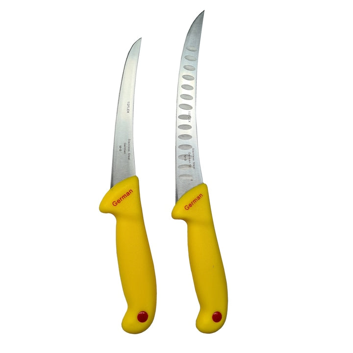 Set 2 Cutite profesionale pentru macelarie MDM-Gold WA, filetat, dezosat, otel inoxidabil
