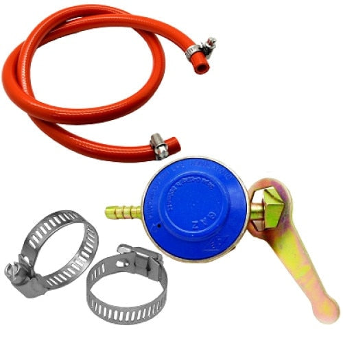Pachet Aragaz Cu 3 Ochiuri, Utilizare GPL Butelie 0.9Kw, 1.6Kw, 2.3KwCeas Butelie, 2m Furtun, 2Coliere,2 Garnituri