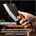 Cutit Satar Japonez Profesional, Lama Forjata din Otel Carbon, Maner Ergonomic din Lemn
