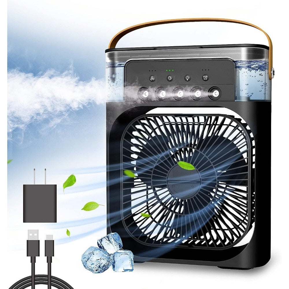 Ventilator portabil Ronyes, umidificator, aromaterapie, verde, alimentare USB