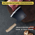 Satar Bucatarie Profesional, 30 cm, Otel Inoxidabil Groasa 3 mm, Maner Lemn Ergonomic, Ideal pentru Taiat si Spart Oase