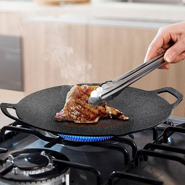 Tigaie japoneza plata pentru clatite, lipii si gratar, cu manere laterale, 36 cm