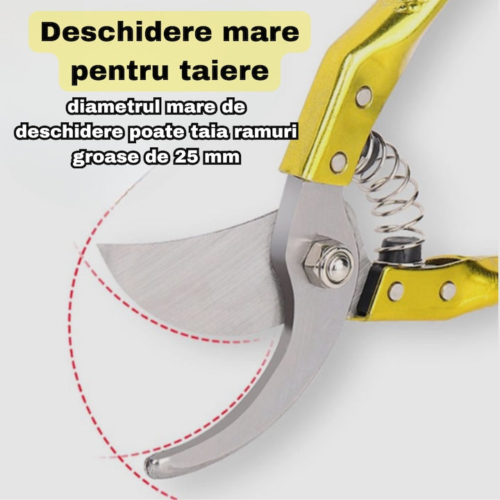 Foarfeca de Gradina Ergonomica, Usoara si Compacta, Ideala pentru Taieri Precise in Gazon, Arbusti si Plante Ornamentale