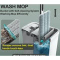 Set Galeata cu Storcator si Mop SUPER TRENDS®, 2 Cuve Pentru Spalare si Uscare Fara Atingere + 4 x Laveta Microfibra Reutilizabila, Gri