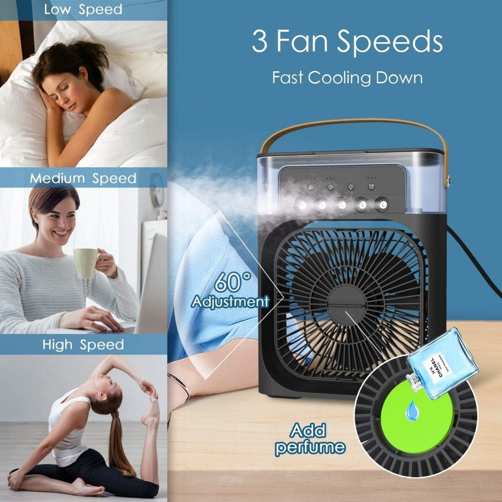 Ventilator portabil Ronyes, umidificator, aromaterapie, verde, alimentare USB