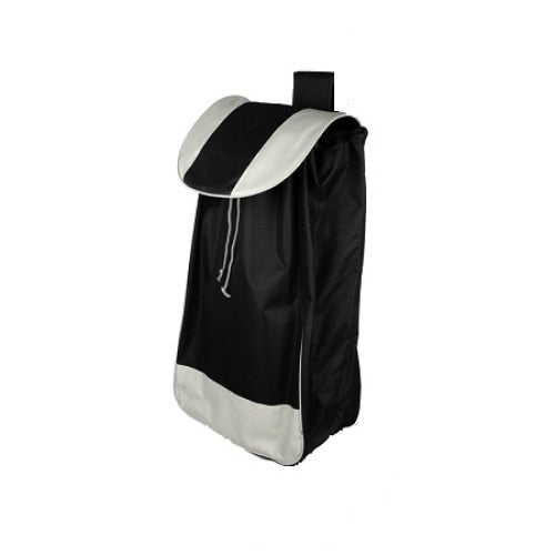 Carucior, cadru si roti metalice, pliabil, cromat, pentru piata + Husa rezerva pentru carucioarele de cumparaturi, culoare neagra