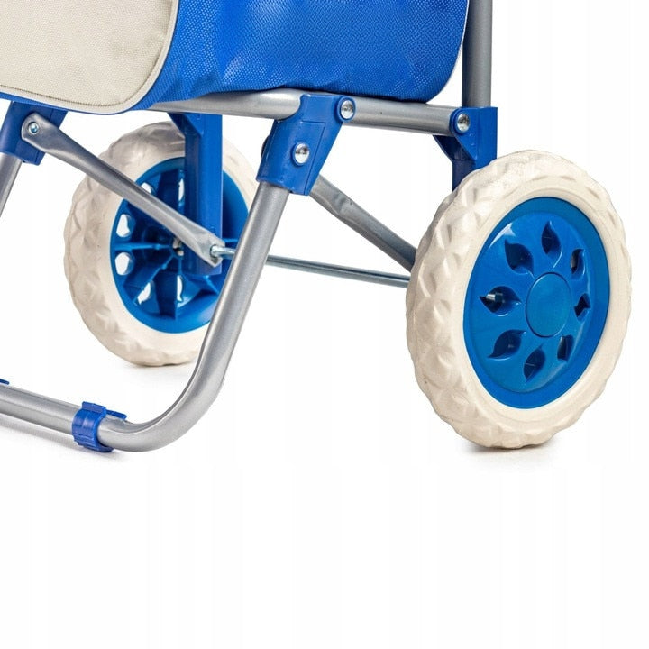 Carucior pentru cumparaturi, Multistore, cadru metalic, roti din spuma, capacitate 25 L, inaltime 90 cm, Albastru inchis