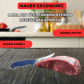 Set 2 Cutite Profesionale Macelarie & Bucatarie, Cutit Japonez Forjat Manual 27.5 cm + Cutit Curbat pentru Dezosat 28 cm, Otel Inoxidabil, Maner Lemn & Plastic, Ergonomice