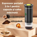 Espressor portabil wireless compatibil capsule mici, mari si cafea macinata incalzire automata si extractie rapida, ideal pentru calatorii si birou