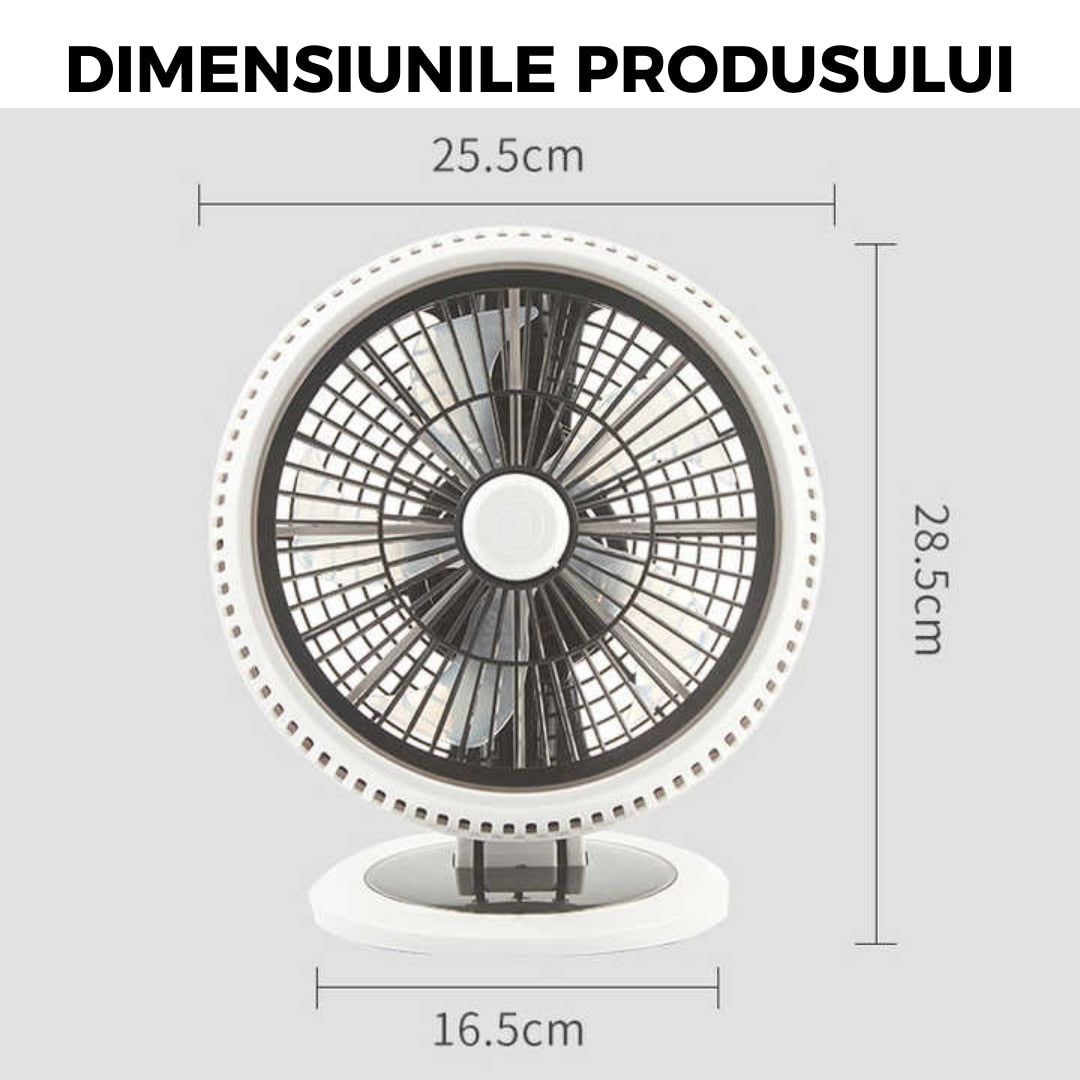 Ventilator de birou 360°, silentios si compact, cu suport anti-alunecare