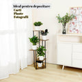 Suport Metalic inalt pentru Plante cu 4 Niveluri, Raft Retro din Lemn pentru Plante Interne, potrivit in Living, Terasa, Gradina si Birou, Inaltime 106.30 cm