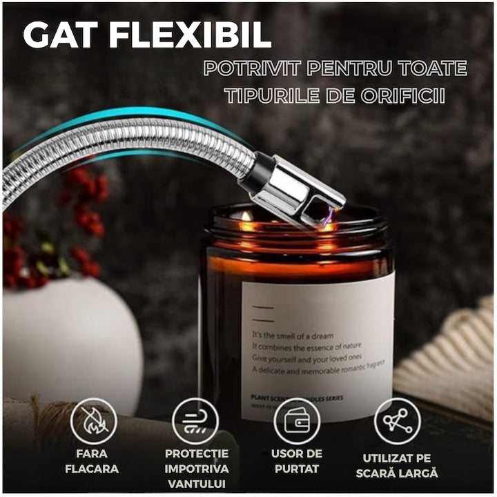 Bricheta Electrica USB cu Gat Flexibil, Fara Flacara, Reincarcabila, Sigura si Eco-Friendly, Gold