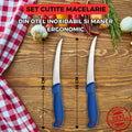 Set Profesional de 3 Cutite de Macelarie din Otel Inoxidabil cu Dispozitiv de Ascutire Inclus, maner ergonomic, filetat, dezosat