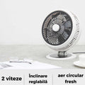Ventilator de birou 360°, silentios si compact, cu suport anti-alunecare