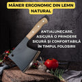 Satar Bucatarie Profesional, 30 cm, Otel Inoxidabil Groasa 3 mm, Maner Lemn Ergonomic, Ideal pentru Taiat si Spart Oase