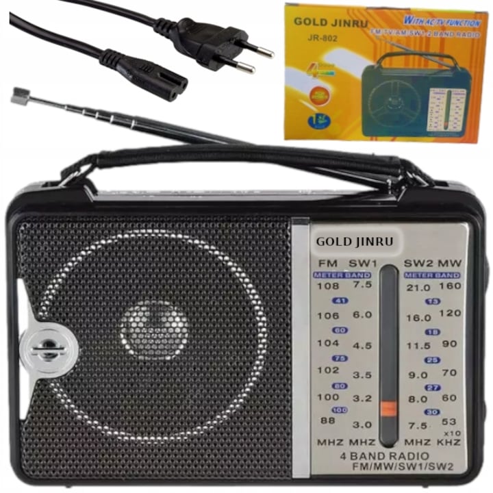 Radio portabil, AM/FM, 230V, 16 x 11 x 5.7 cm, Negru