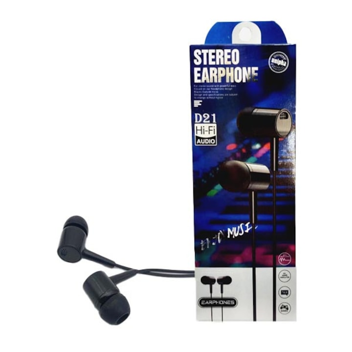 Casti cu fir, D21 Hi-Fi Audio, cu microfon