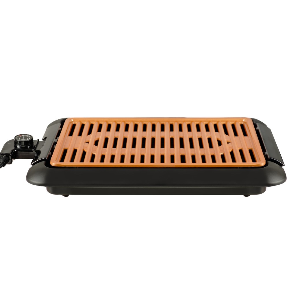 Gratar fara Fum HAUSBERG HB-537 SMOKELESS BARBEQUE, 1250W, Zona de gatit: 23cm x 36cm, Negru + Scandura De Taiat, Manopera Solida, Stabila, Maner Pentru Agatare, 38 x 28 cm