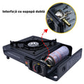 Arzator camping, aprindere automata, combustibil dual, negru