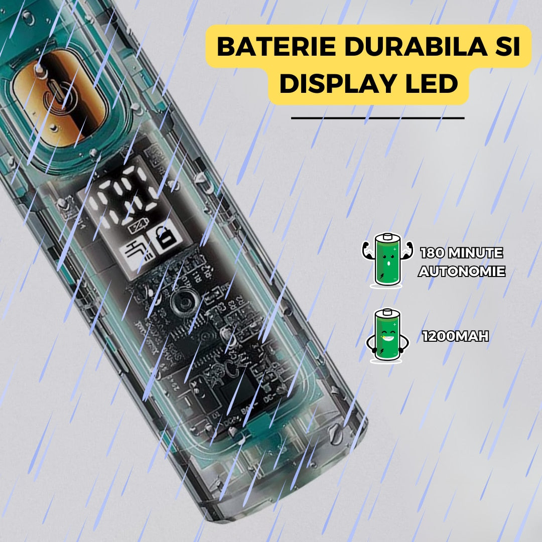 Aparat de tuns profesional V961, lama inox, 5W, baterie 1200mAh, display LED, accesorii incluse
