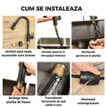Baterie de Bucatarie cu Dus Extractibil, Finisaj Negru Mat, Rotire 360° si Design Modern Arcuit